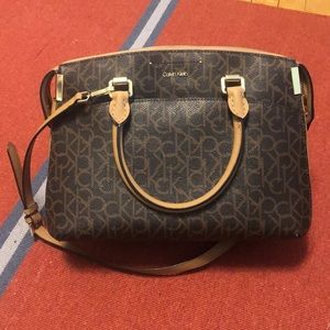 Calvin Klein Monogram Leather Crossbody Satchel